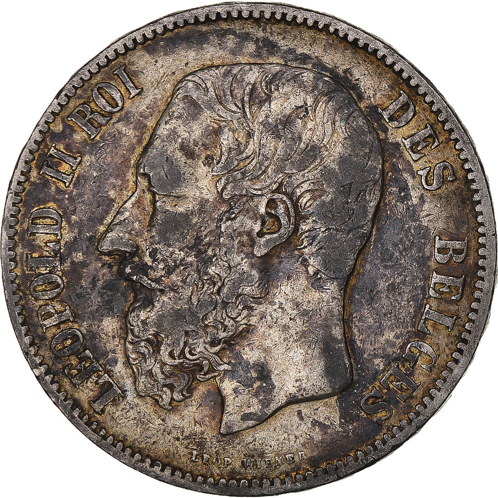 Coin, Belgium, Leopold II, 5 Francs, 5 Frank, 1869, EF(40-45), Silver, KM:24