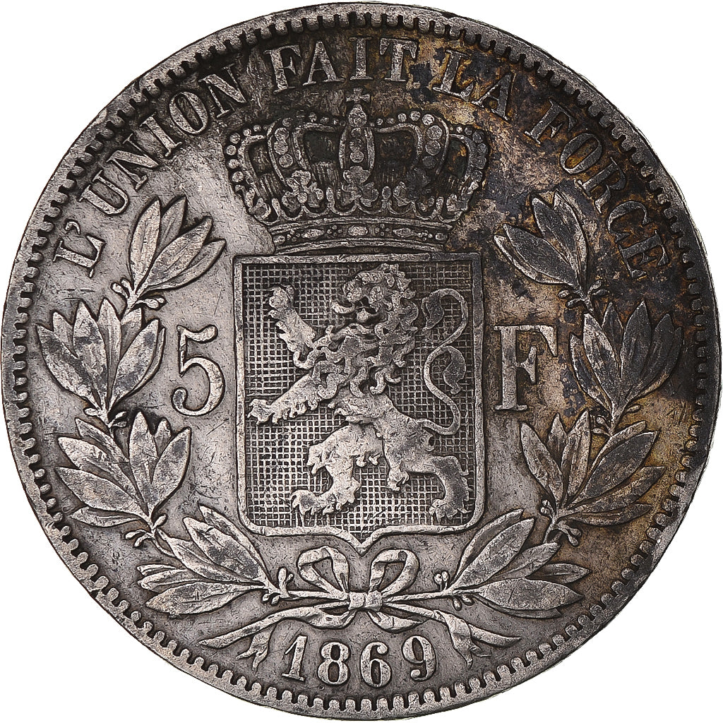 Coin, Belgium, Leopold II, 5 Francs, 5 Frank, 1869, EF(40-45), Silver, KM:24