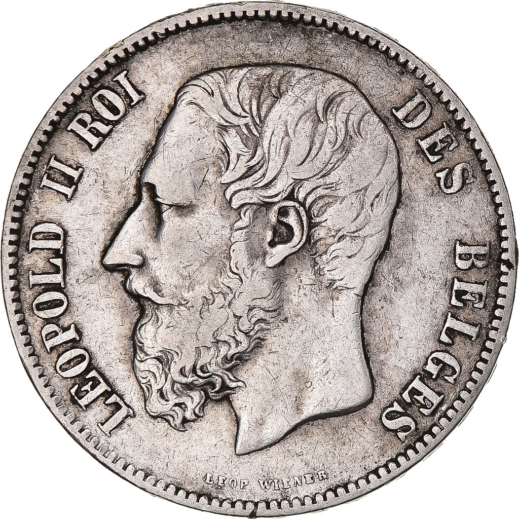 Coin, Belgium, Leopold II, 5 Francs, 5 Frank, 1870, Brussels, EF(40-45), Silver