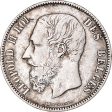Moneda, Bélgica, Leopold II, 5 Francs, 5 Frank, 1870, Brussels, MBC, Plata