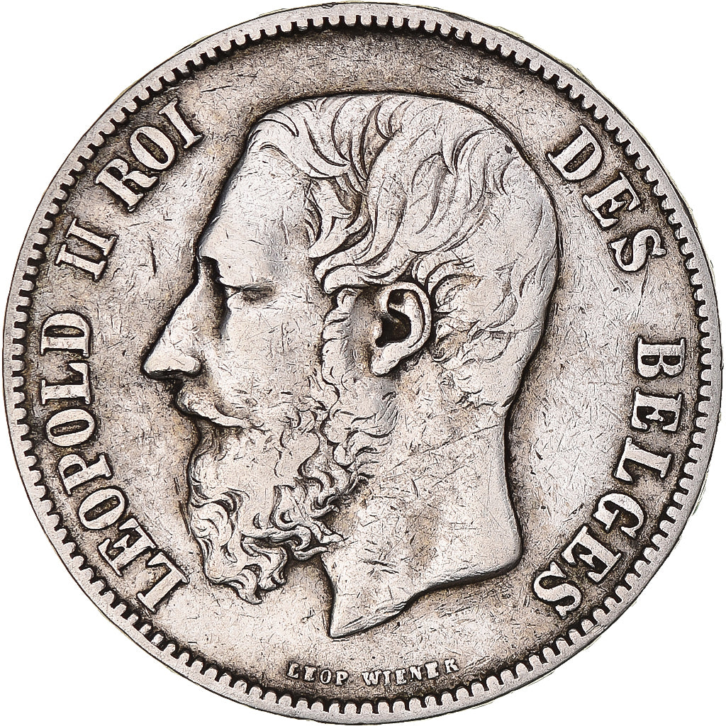 Moneta, Belgio, Leopold II, 5 Francs, 5 Frank, 1873, MB+, Argento, KM:24