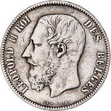 Moneta, Belgio, Leopold II, 5 Francs, 5 Frank, 1873, MB+, Argento, KM:24