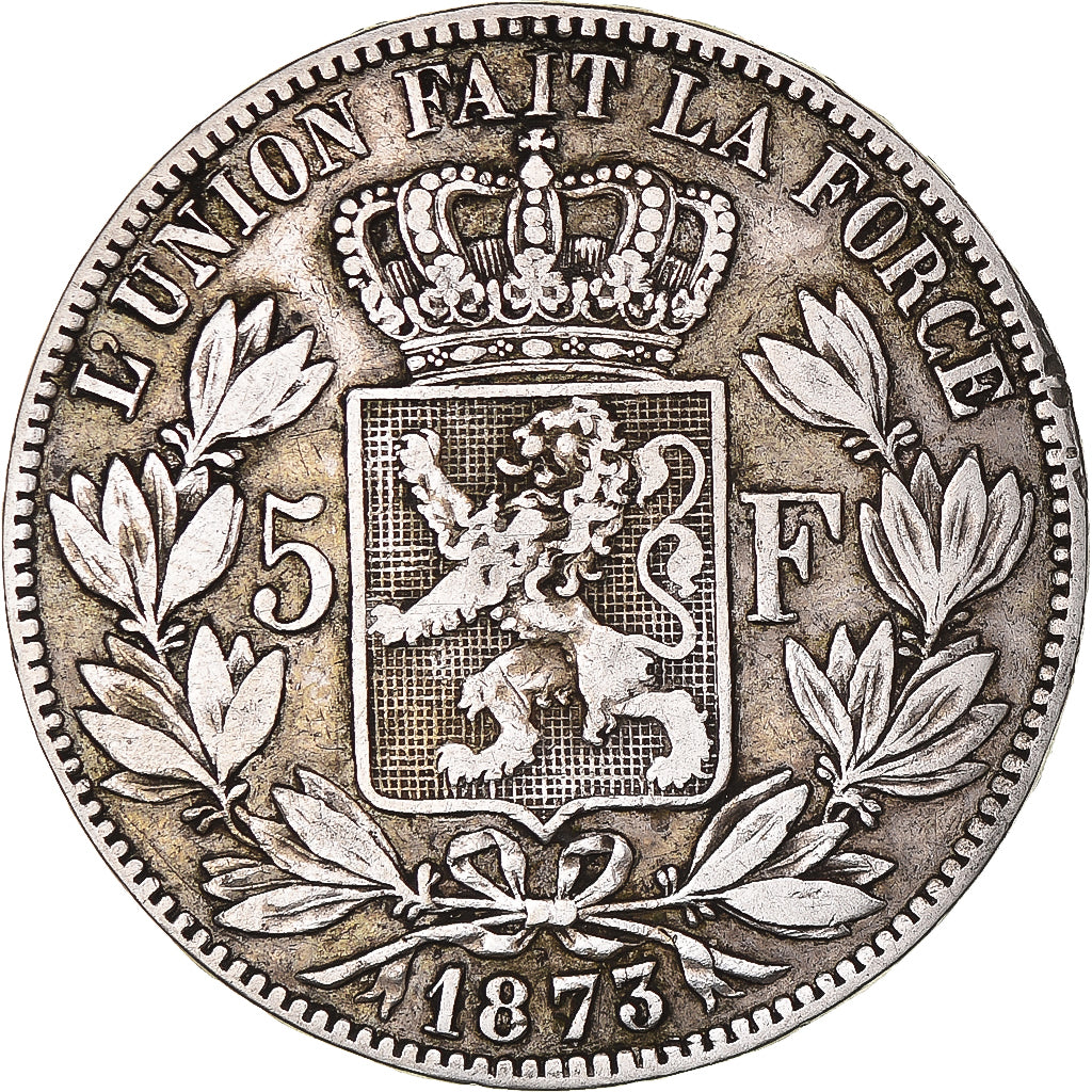 Moneta, Belgio, Leopold II, 5 Francs, 5 Frank, 1873, MB+, Argento, KM:24