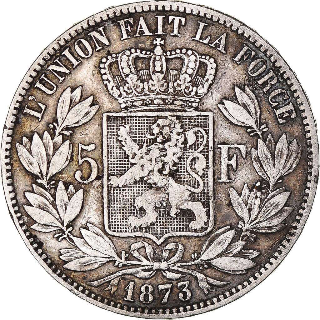 Munten, België, Leopold II, 5 Francs, 5 Frank, 1873, FR+, Zilver, KM:24