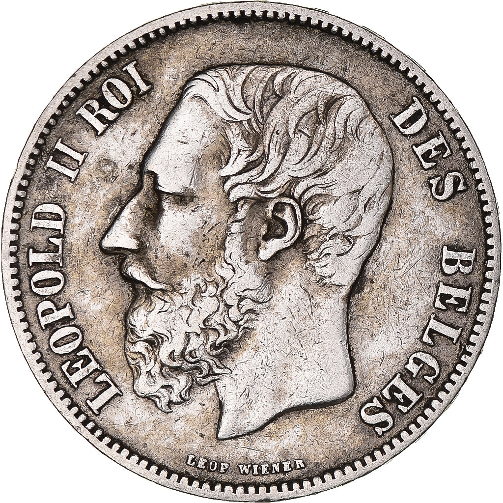 Moneda, Bélgica, Leopold II, 5 Francs, 5 Frank, 1873, MBC, Plata, KM:24