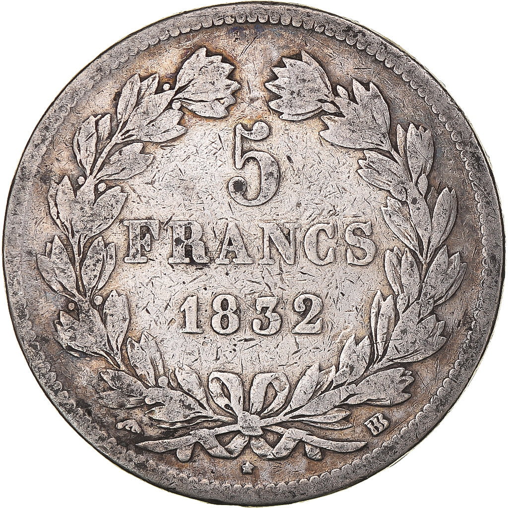 Munten, Frankrijk, Louis-Philippe, 5 Francs, 1832, Strasbourg, FR, Zilver