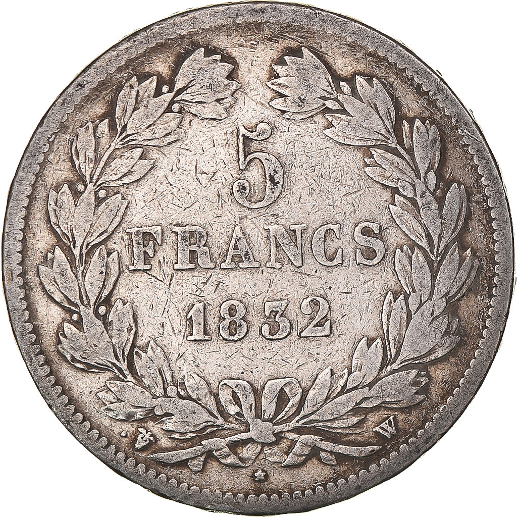 Coin, France, Louis-Philippe, 5 Francs, 1832, Lille, VF(20-25), Silver