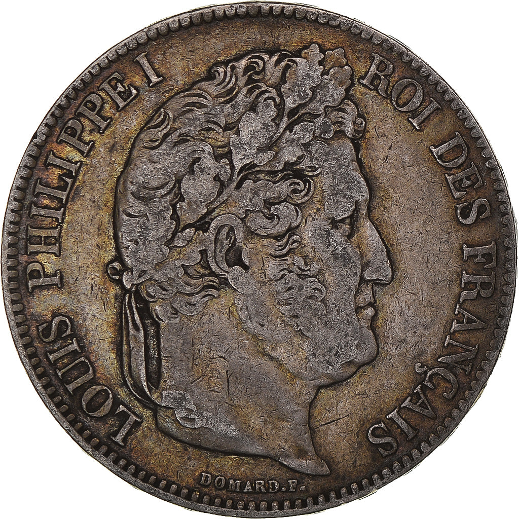 Moeda, França, Louis-Philippe, 5 Francs, 1833, Strasbourg, EF(40-45), Prata
