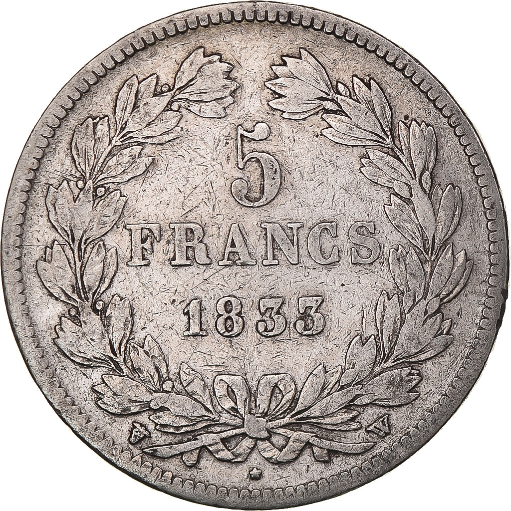 Munten, Frankrijk, Louis-Philippe, 5 Francs, 1833, Lille, FR, Zilver, KM:749.13