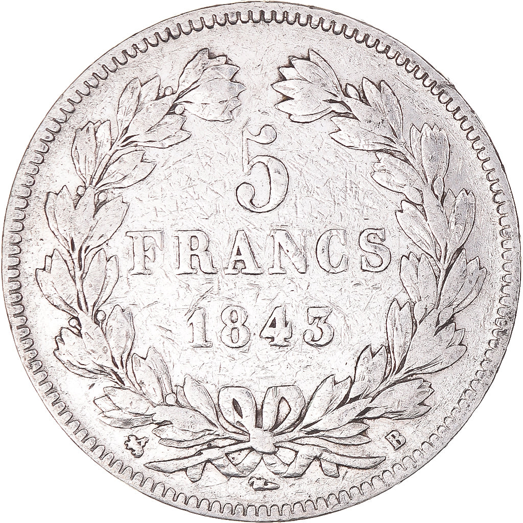 Coin, France, Louis-Philippe, 5 Francs, 1843, Rouen, VF(20-25), Silver
