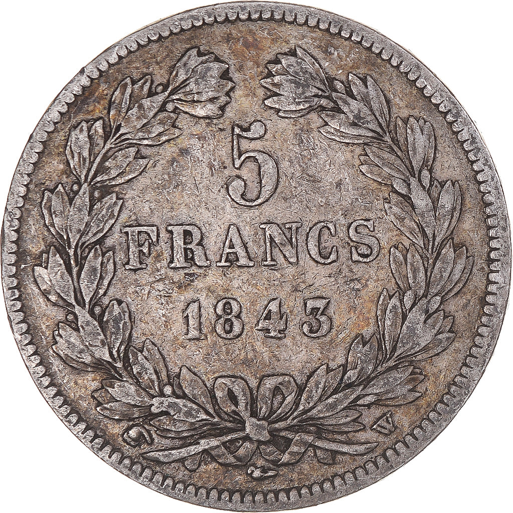 Coin, France, Louis-Philippe, 5 Francs, 1843, Lille, VF(30-35), Silver
