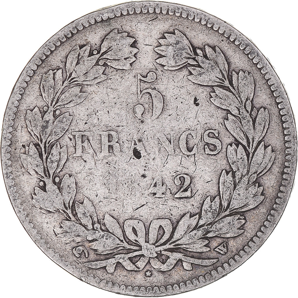 Coin, France, Louis-Philippe, 5 Francs, 1842, Lille, VF(20-25), Silver
