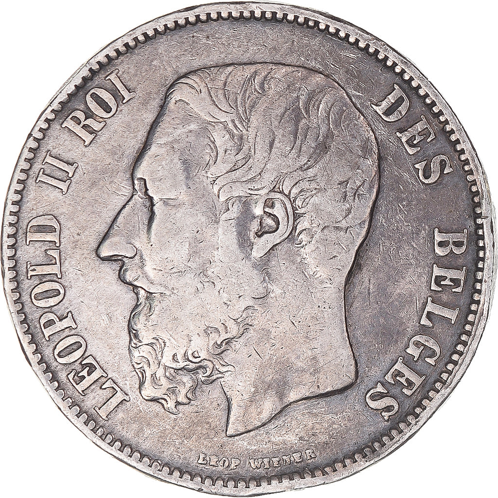 Coin, Belgium, Leopold II, 5 Francs, 5 Frank, 1869, VF(30-35), Silver, KM:24