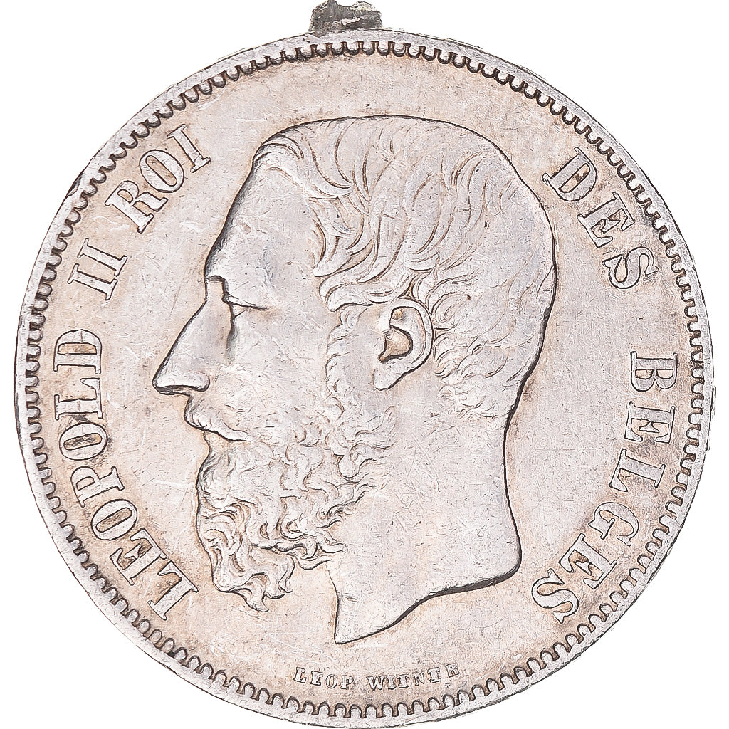 Moneta, Belgia, Leopold II, 5 Francs, 5 Frank, 1869, EF(40-45), Srebro, KM:24