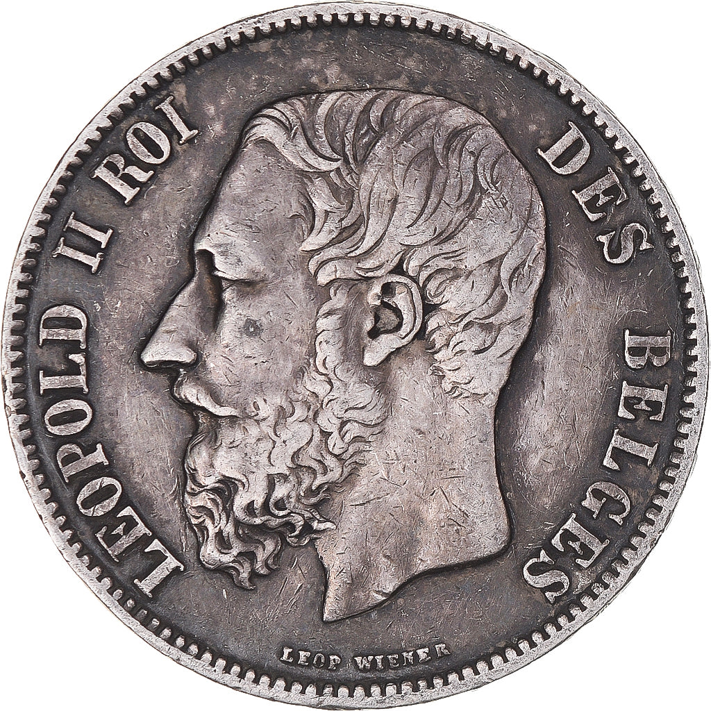 Coin, Belgium, Leopold II, 5 Francs, 5 Frank, 1870, Brussels, EF(40-45), Silver