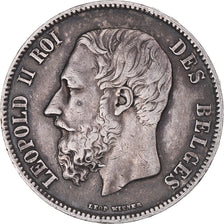 Coin, Belgium, Leopold II, 5 Francs, 5 Frank, 1870, Brussels, EF(40-45), Silver