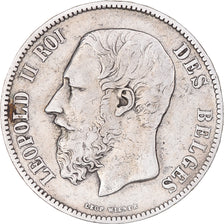 Coin, Belgium, Leopold II, 5 Francs, 5 Frank, 1871, VF(20-25), Silver, KM:24