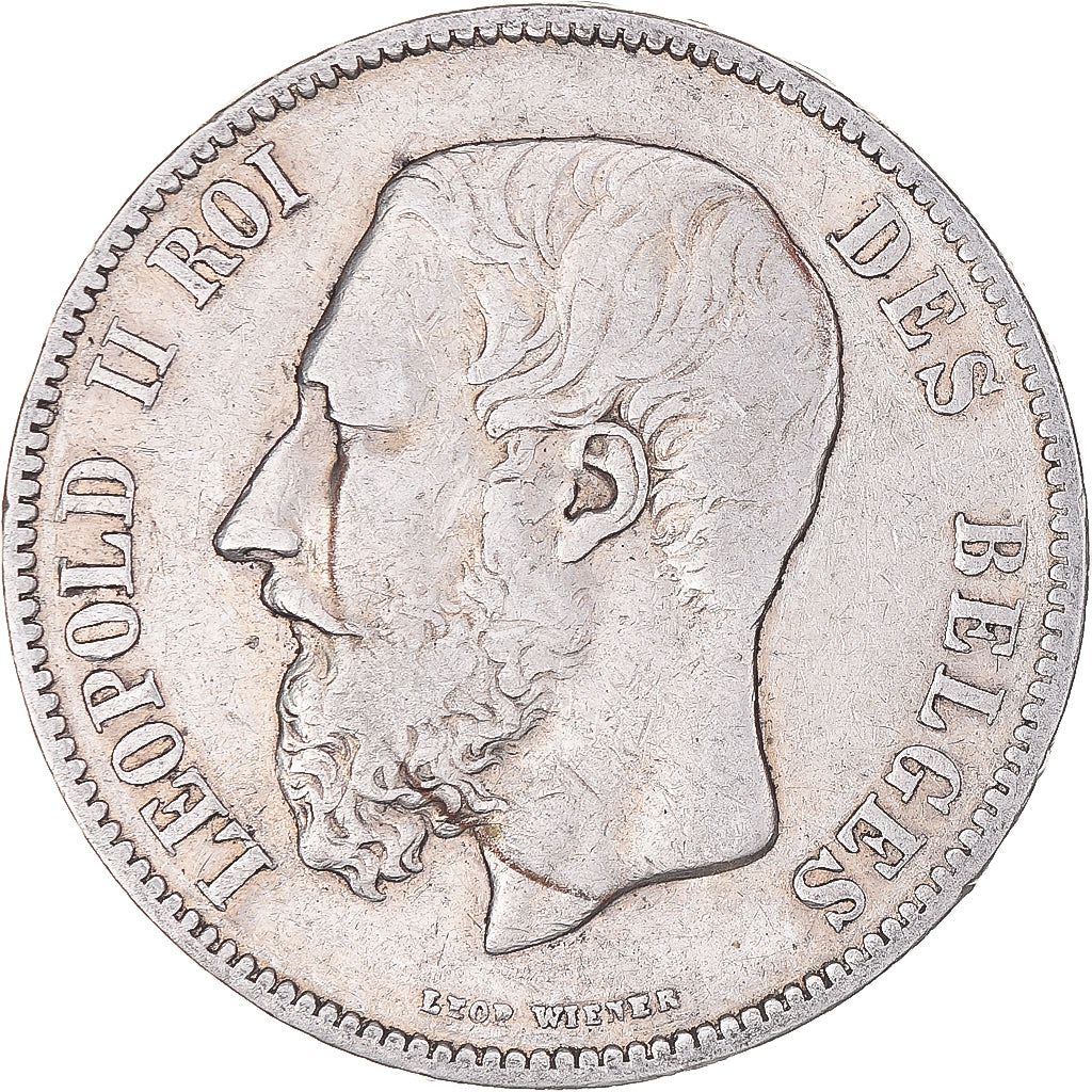 Münze, Belgien, Leopold II, 5 Francs, 5 Frank, 1871, S+, Silber, KM:24