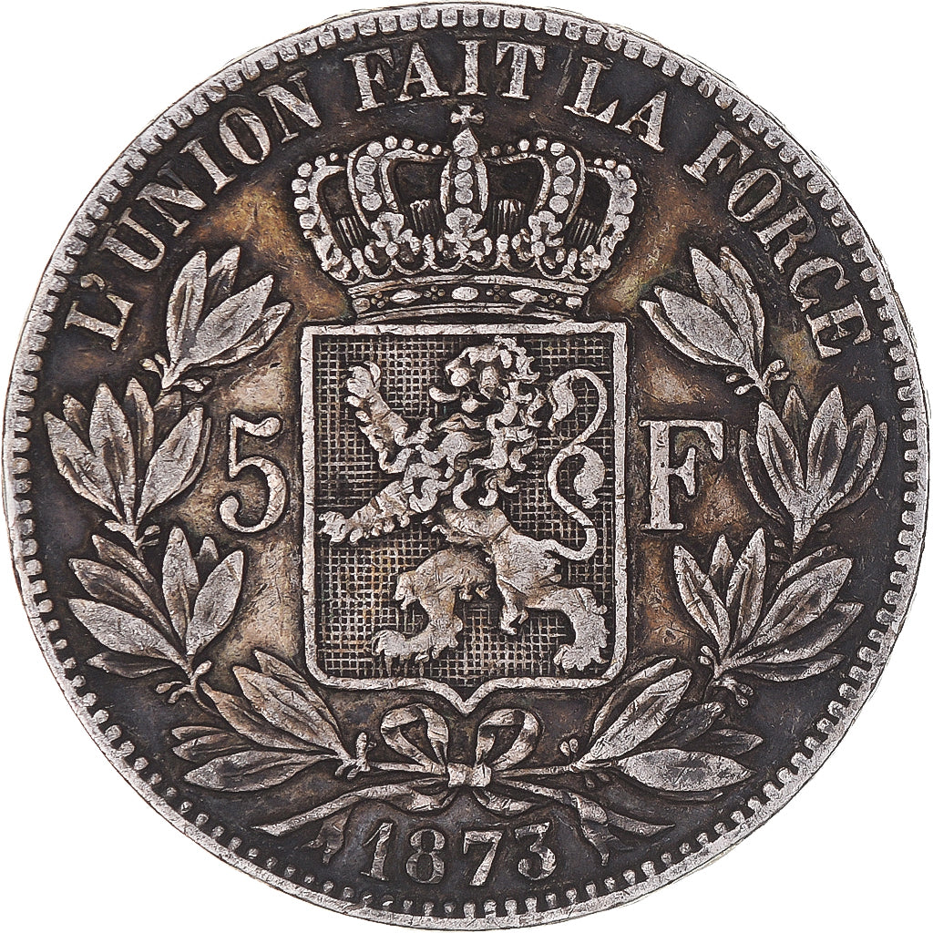 Moneta, Belgio, Leopold II, 5 Francs, 5 Frank, 1873, MB+, Argento, KM:24