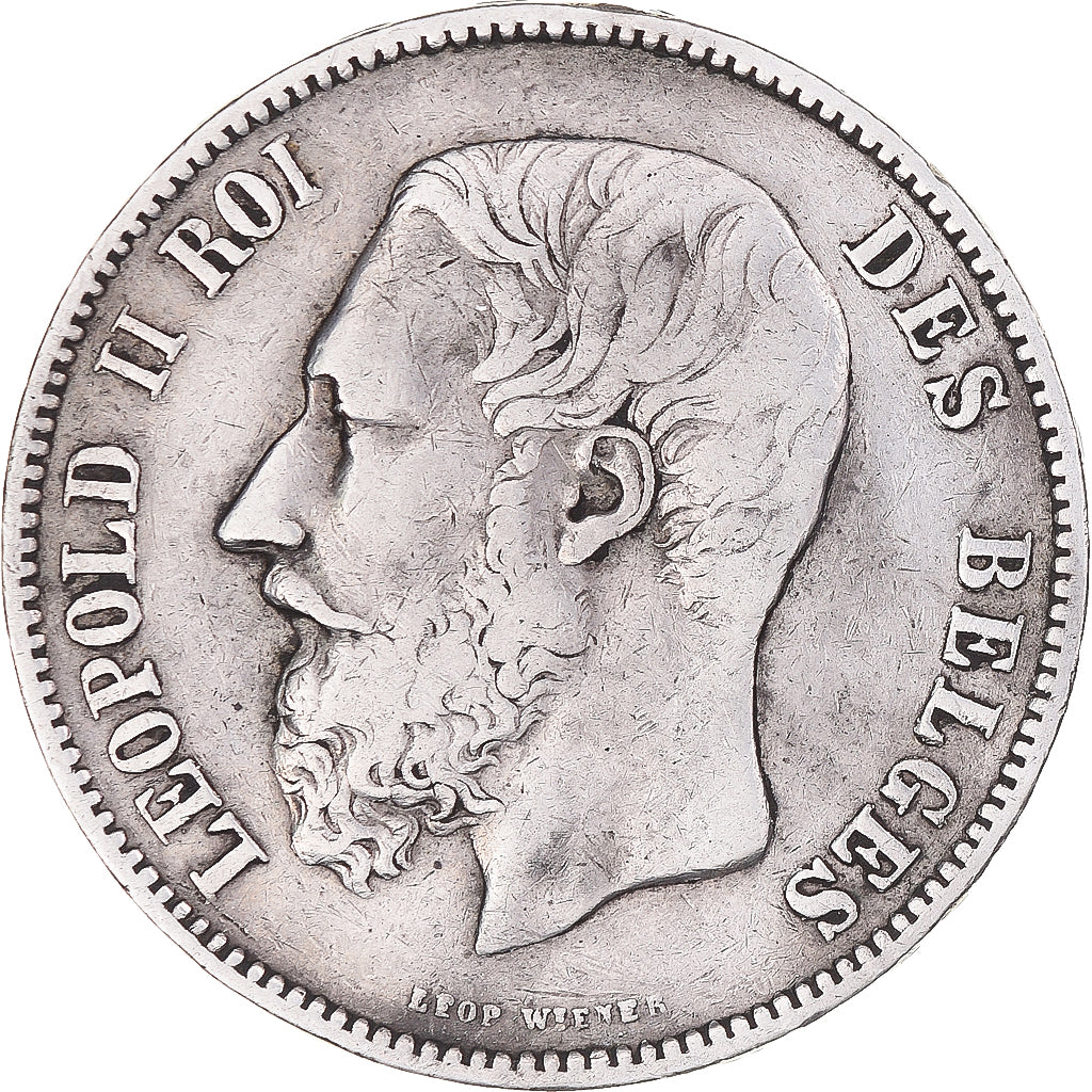 Moneta, Belgio, Leopold II, 5 Francs, 5 Frank, 1873, MB, Argento, KM:24