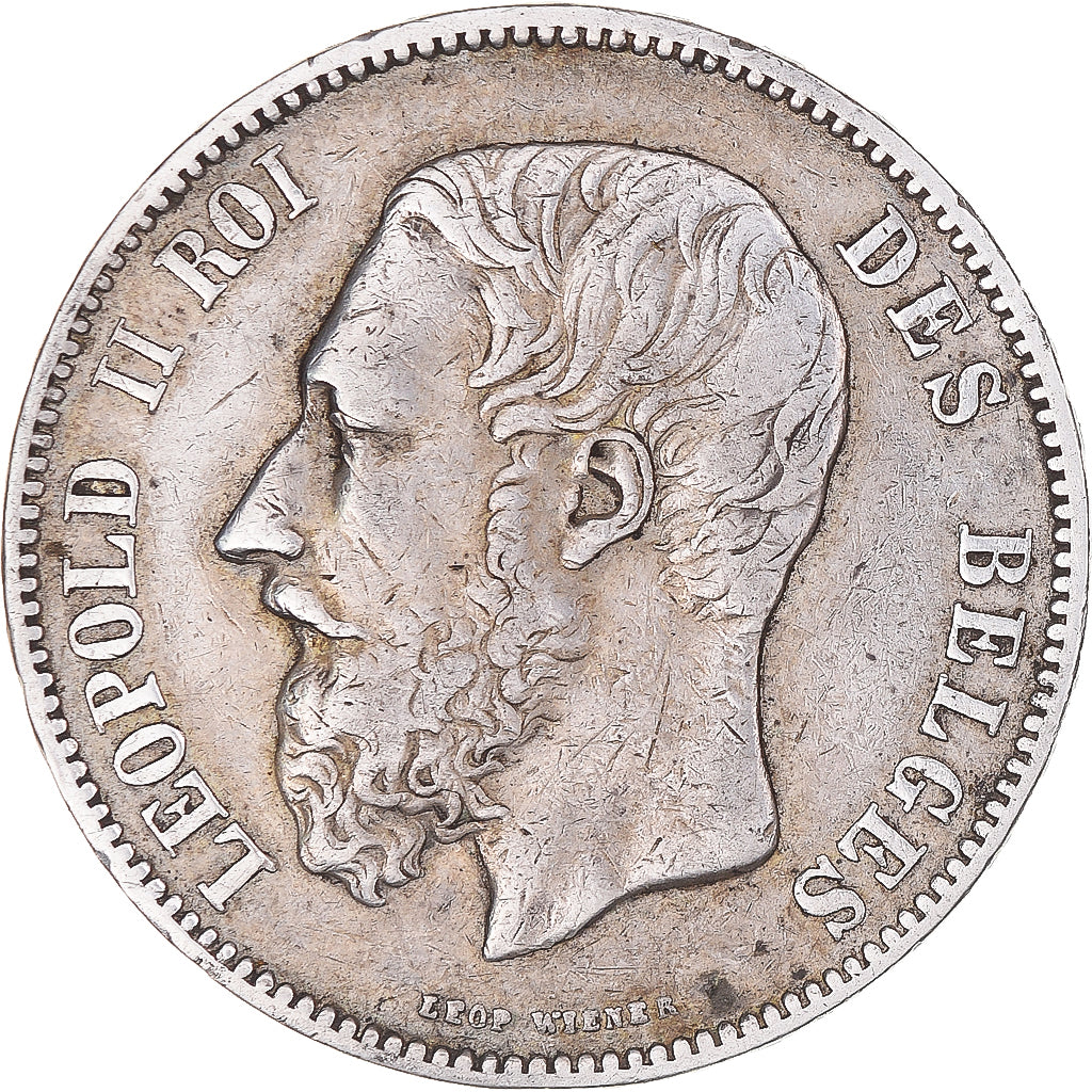 Moneda, Bélgica, Leopold II, 5 Francs, 5 Frank, 1873, MBC, Plata, KM:24