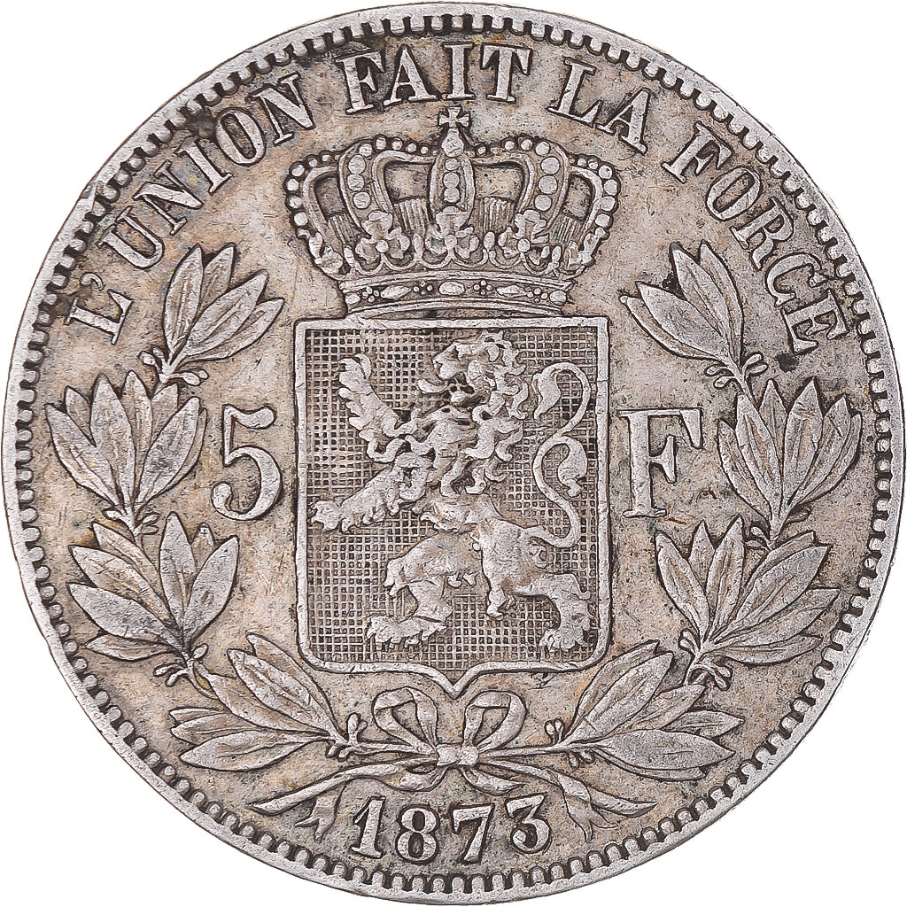 Moneda, Bélgica, Leopold II, 5 Francs, 5 Frank, 1873, MBC, Plata, KM:24