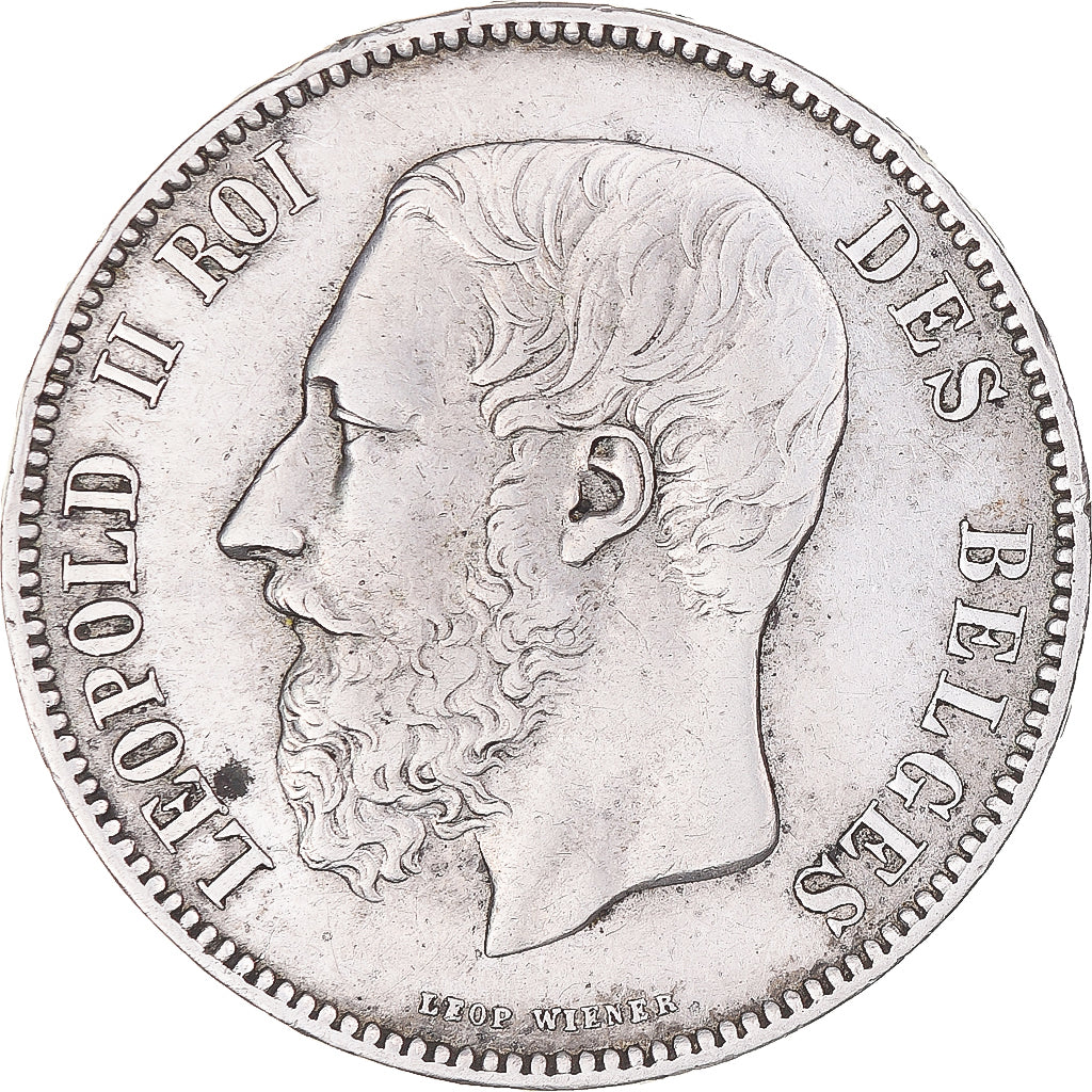 Coin, Belgium, Leopold II, 5 Francs, 5 Frank, 1873, AU(50-53), Silver, KM:24