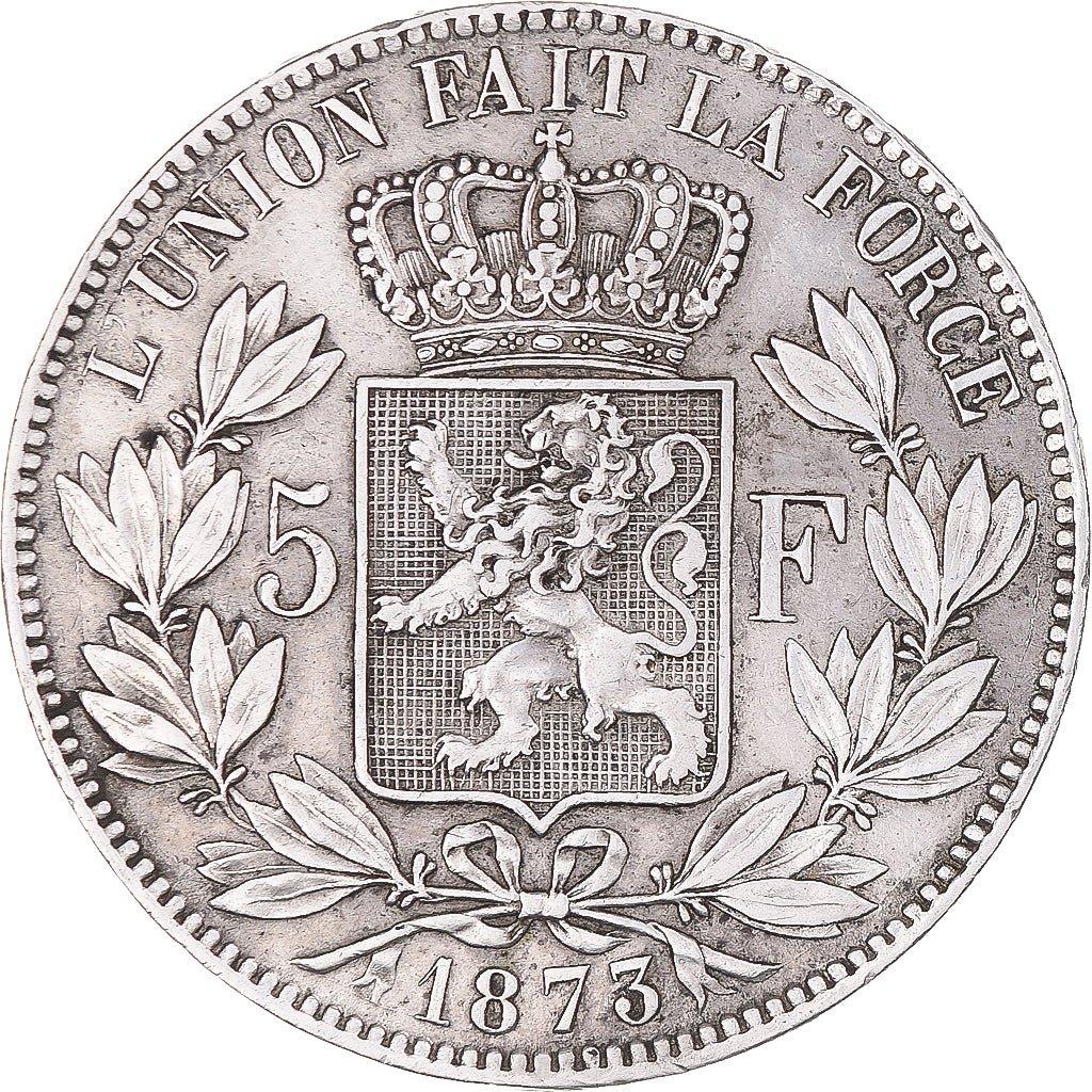Coin, Belgium, Leopold II, 5 Francs, 5 Frank, 1873, AU(50-53), Silver, KM:24