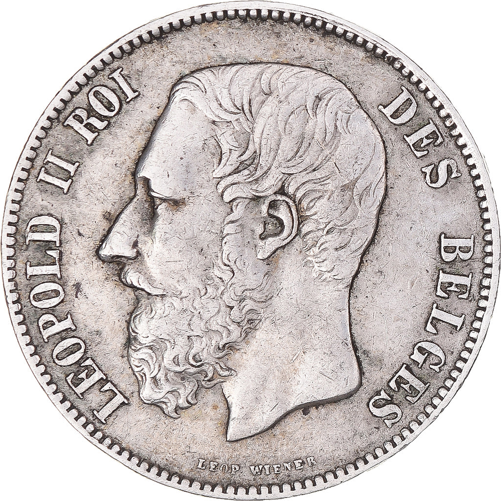 Coin, Belgium, Leopold II, 5 Francs, 5 Frank, 1870, Brussels, EF(40-45), Silver