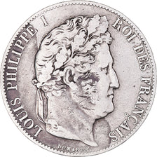 Moneda, Francia, Louis-Philippe, 5 Francs, 1847, Paris, BC+, Plata, KM:749.1