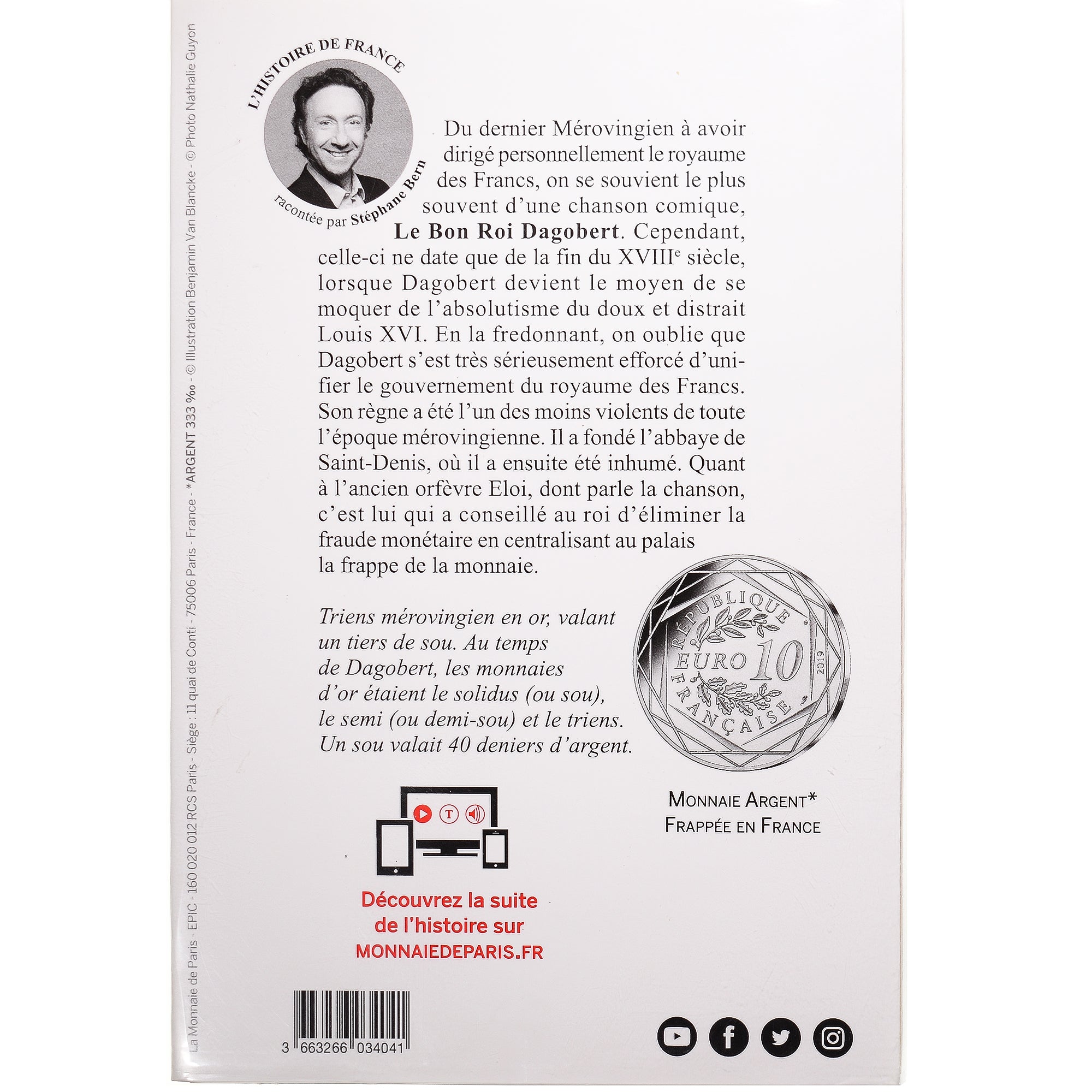France, Monnaie de Paris, 10 Euro, Pièces d'Histoire - Dagobert, 2019
