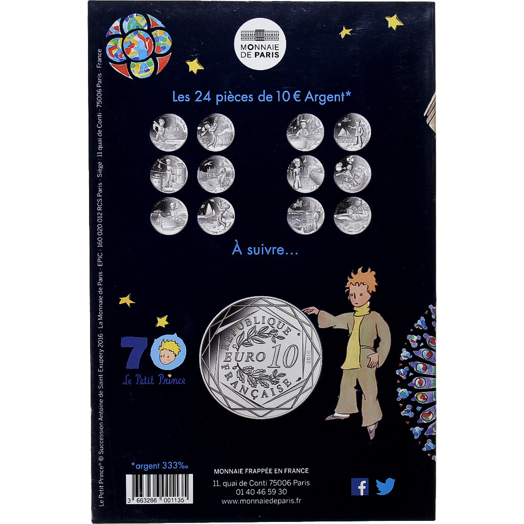 Francia, Monnaie de Paris, 10 Euro, Le Petit Prince (Notre-Dame de Paris), 2016