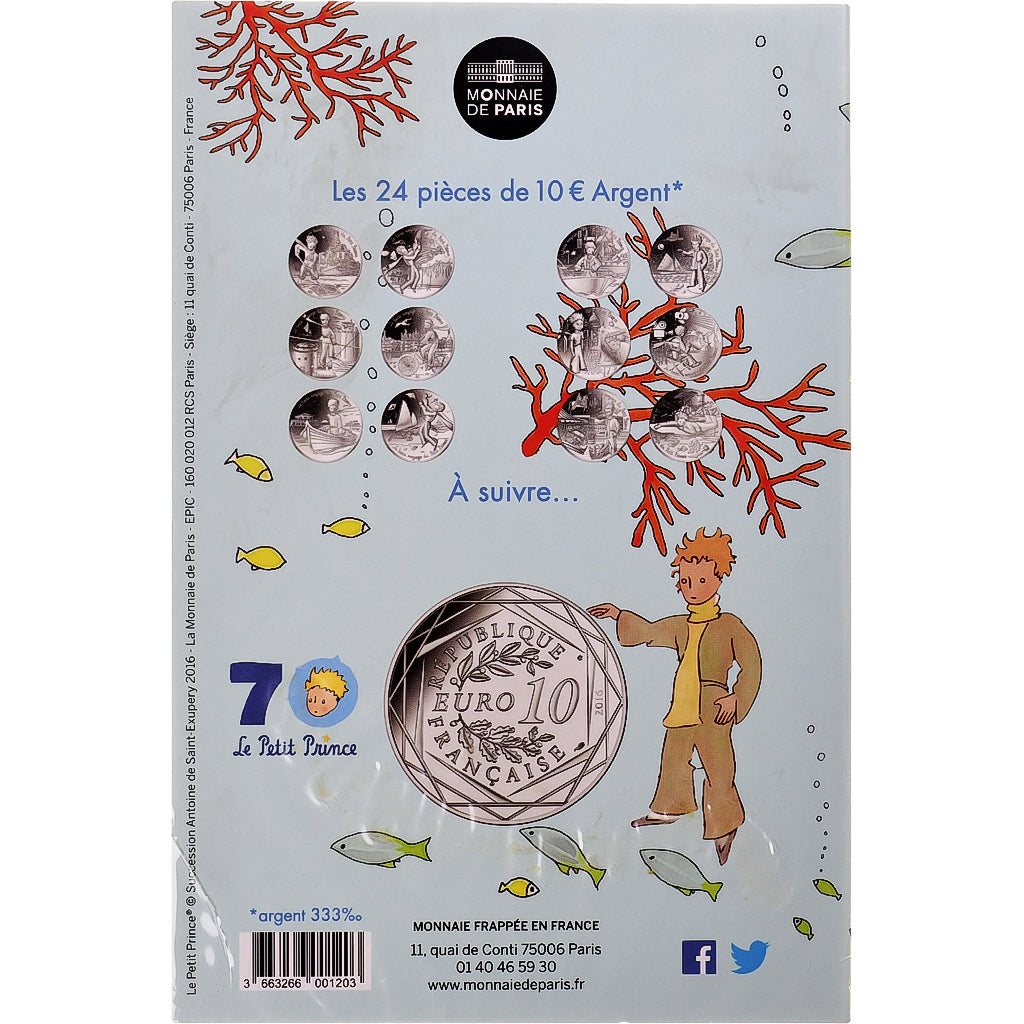 Francia, Monnaie de Paris, 10 Euro, Le Petit Prince (à la mer), 2016, Paris
