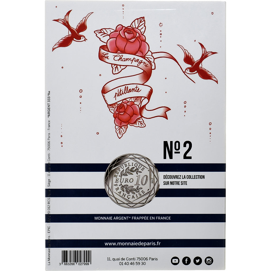 France, 10 Euro, Jean Paul Gaultier, La Champagne pétillante, 2017, Monnaie de