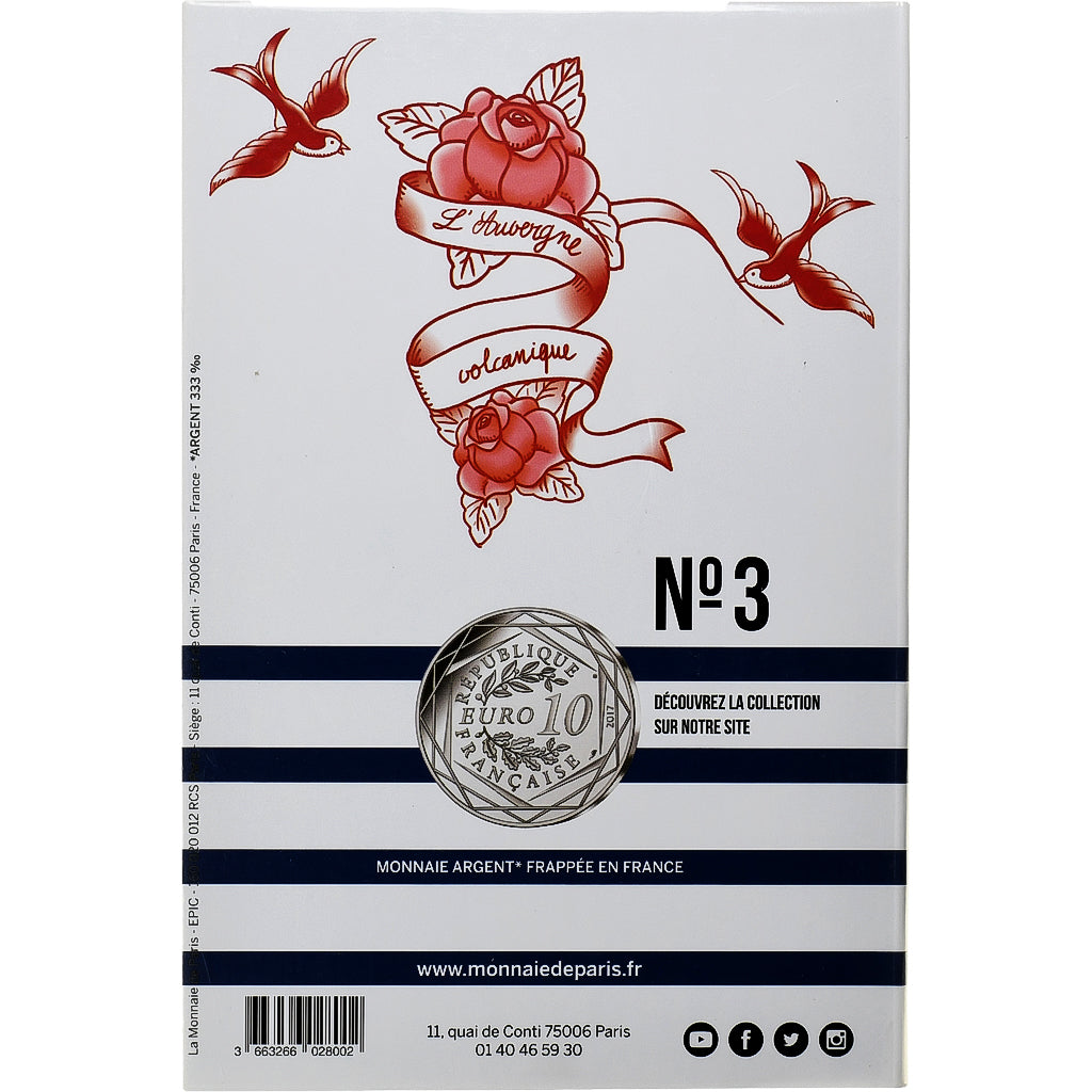França, 10 Euro, Jean Paul Gaultier, L'Auvergne volcanique, 2017, Monnaie de
