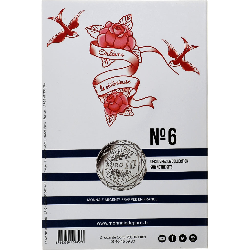 Francja, 10 Euro, Jean Paul Gaultier, Orléans la victorieuse, 2017, Monnaie de