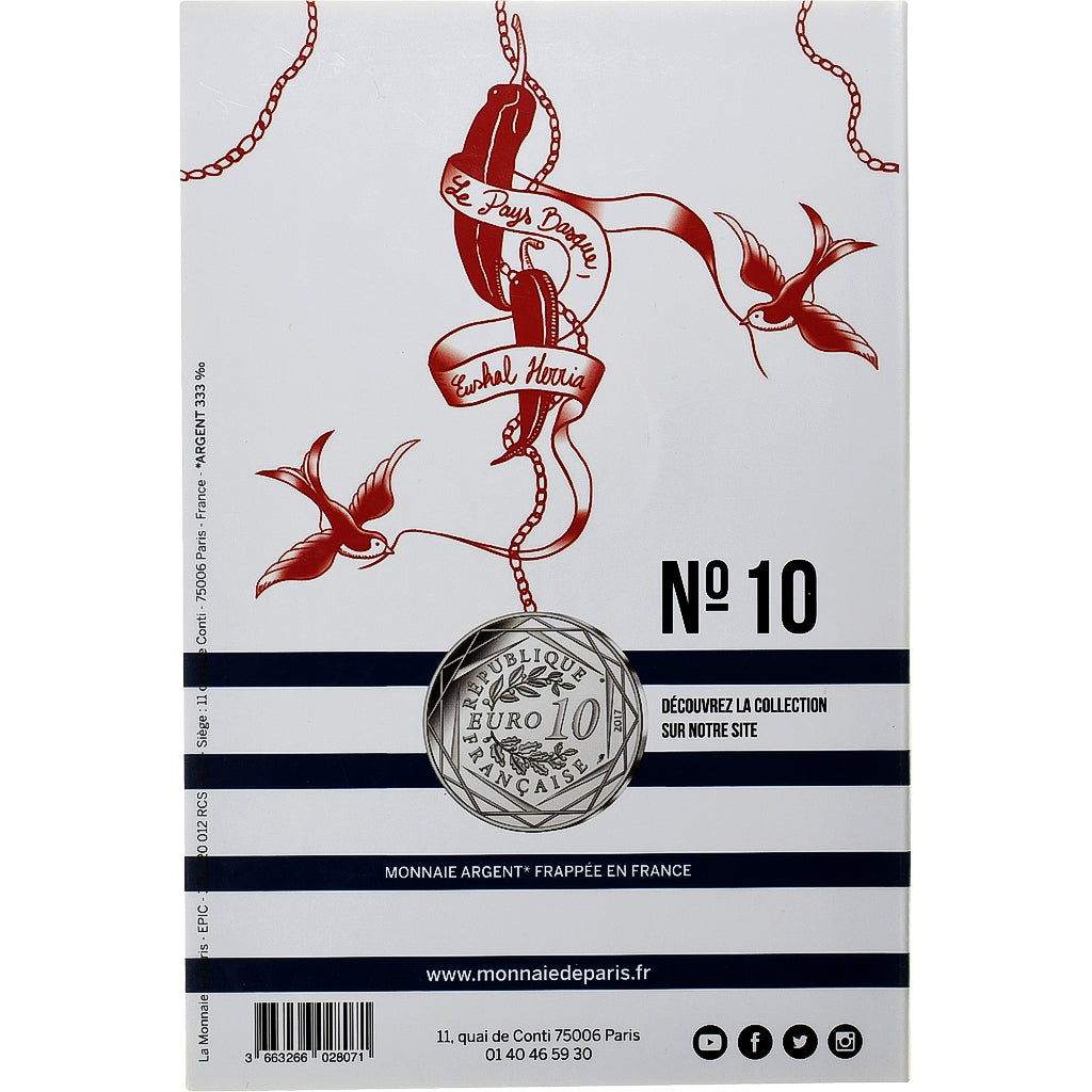 France, 10 Euro, Jean Paul Gaultier, Le Pays Basque, Euskal Herria, 2017