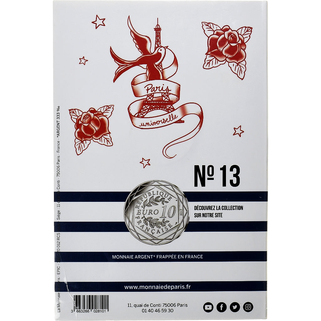Francja, 10 Euro, Jean Paul Gaultier, Paris universelle, 2017, Monnaie de Paris