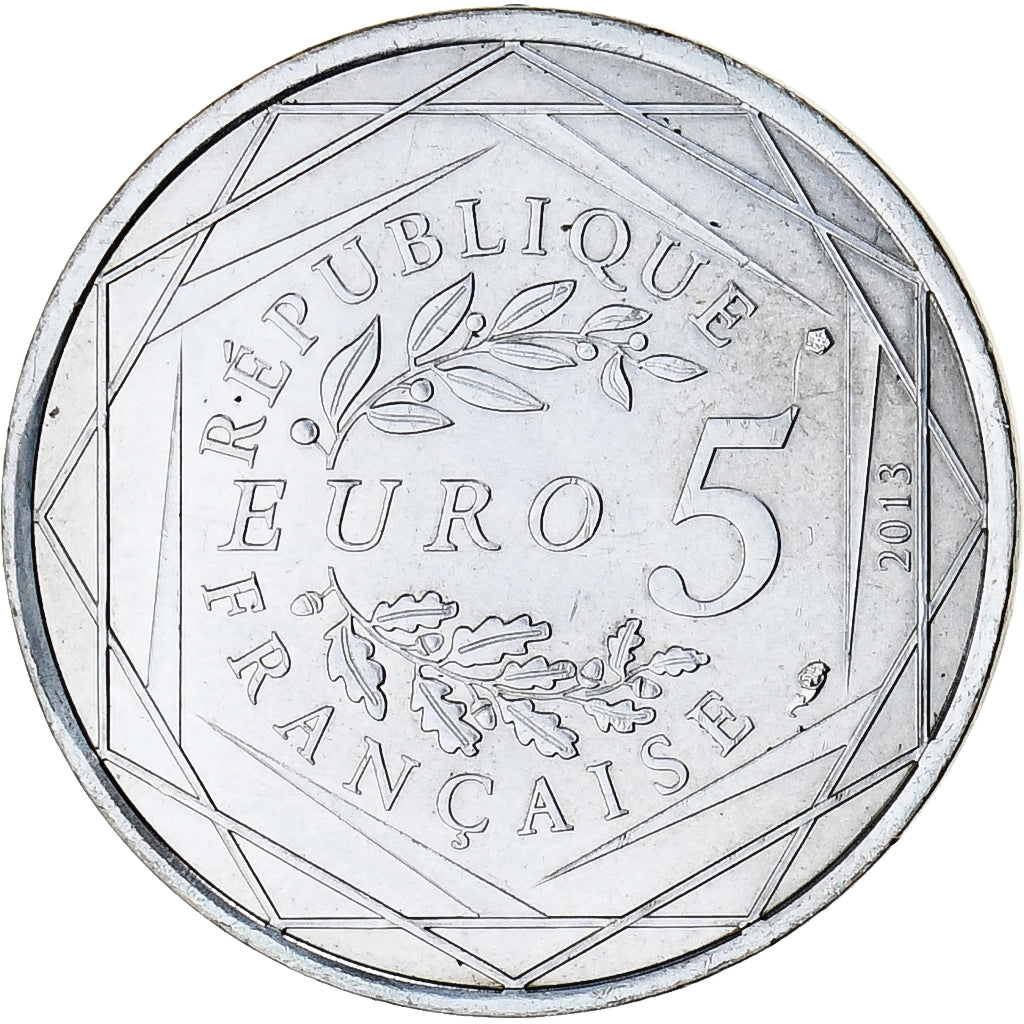 France, 5 Euros, 2013, Egalité, MS(63), Silver, Gadoury:EU647