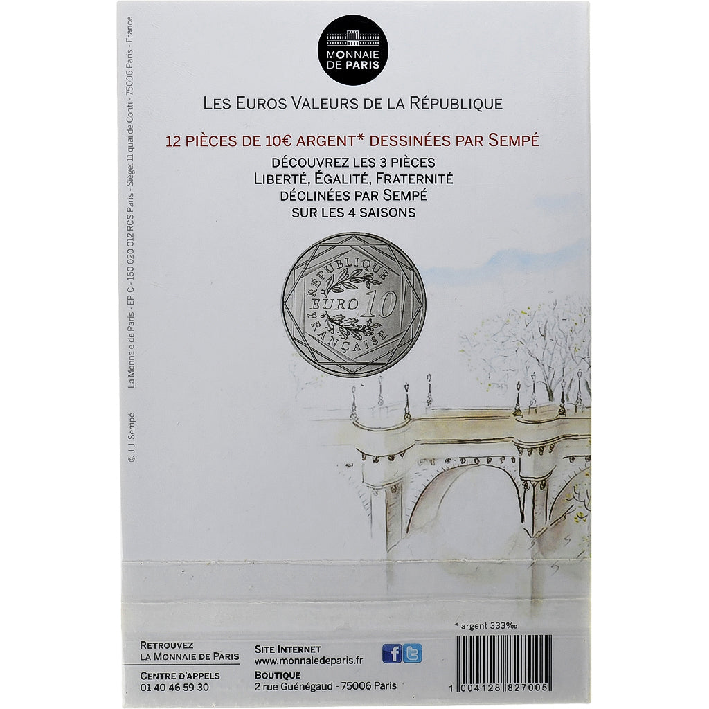 France, 10 Euro, Monnaie de Paris, Sempé - Automne - Liberté, 2014, Paris