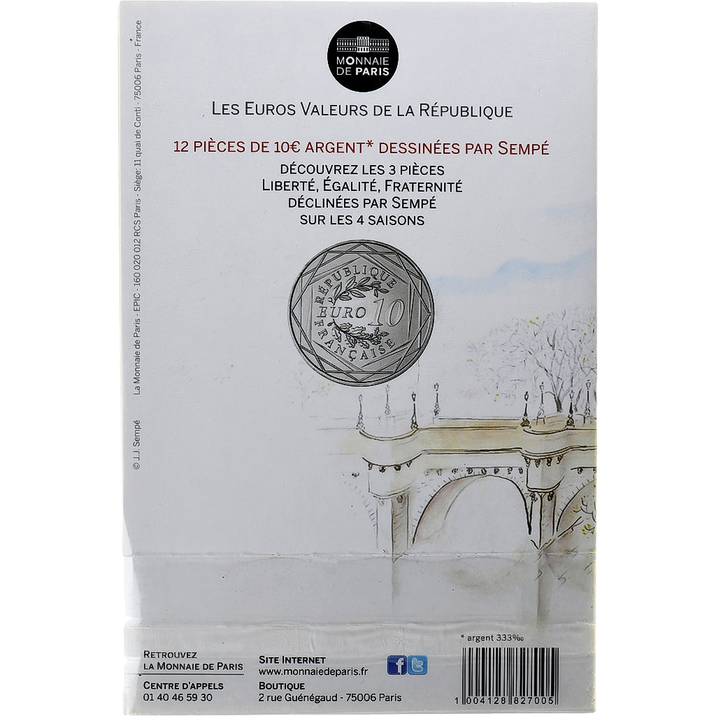 Frankreich, 10 Euro, Monnaie de Paris, Sempé - Automne - Liberté, 2014, Paris