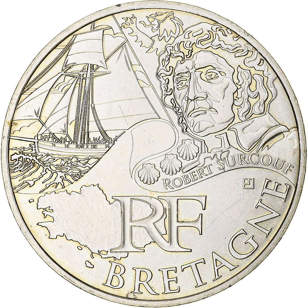 Frankrijk, 10 Euro, Bretagne, 2012, Paris, UNC-, Zilver, KM:1866