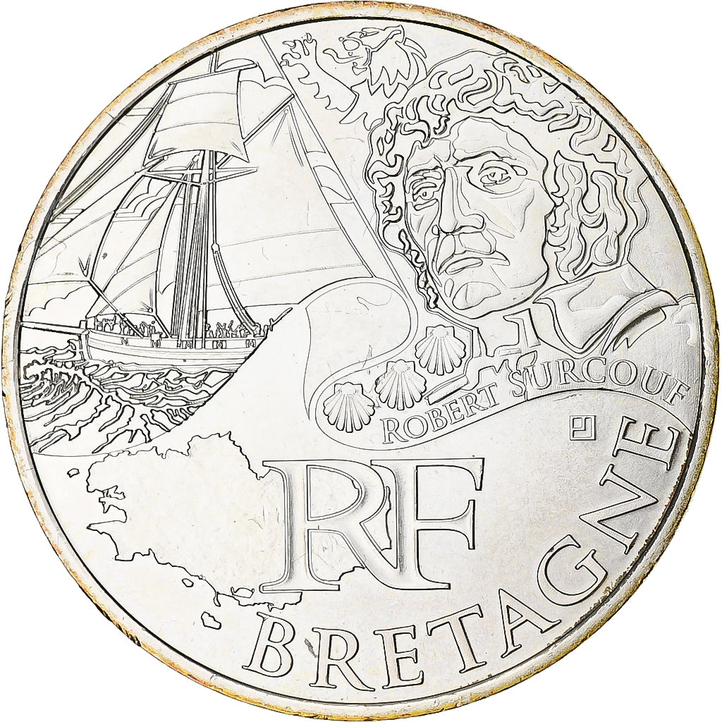 Frankrijk, 10 Euro, Bretagne, 2012, Paris, UNC-, Zilver, KM:1866