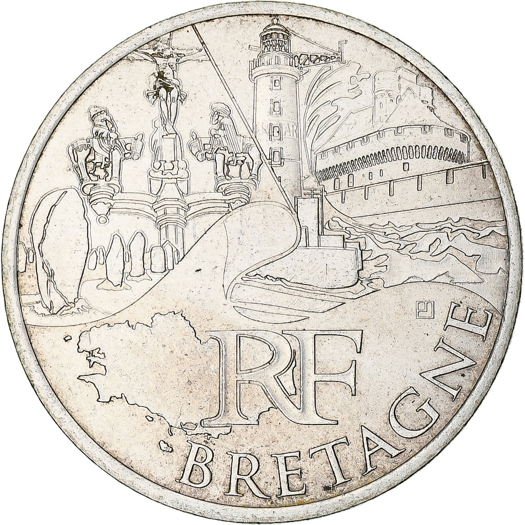Frankrijk, 10 Euro, 2011, Paris, Bretagne, UNC-, Zilver, KM:1730