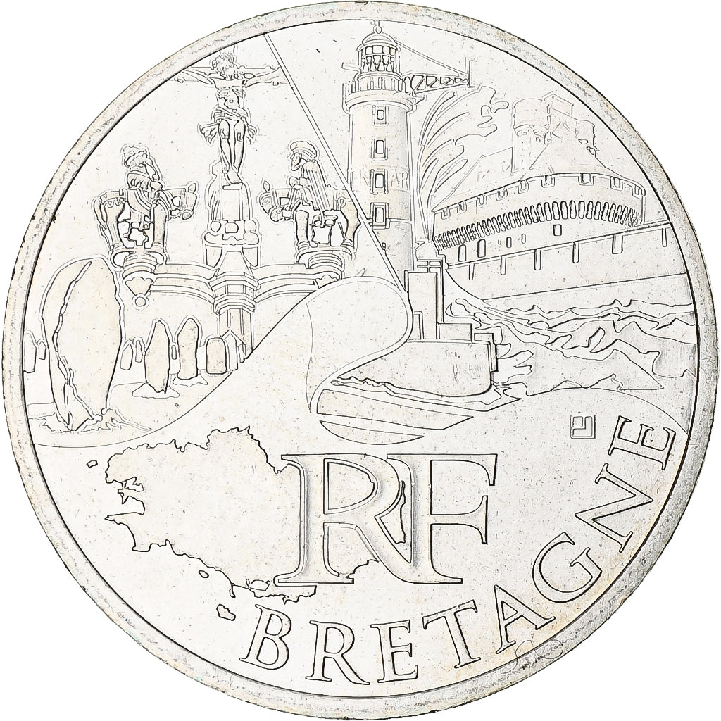 France, 10 Euro, Bretagne, Euros des régions, 2011, FDC, SPL, Argent