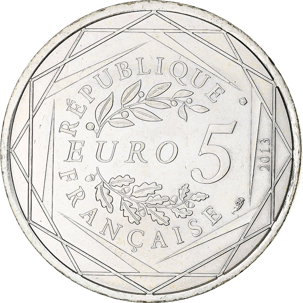 França, Egalité, 5 Euro, 2013, MS(63), Prata, Gadoury:EU646