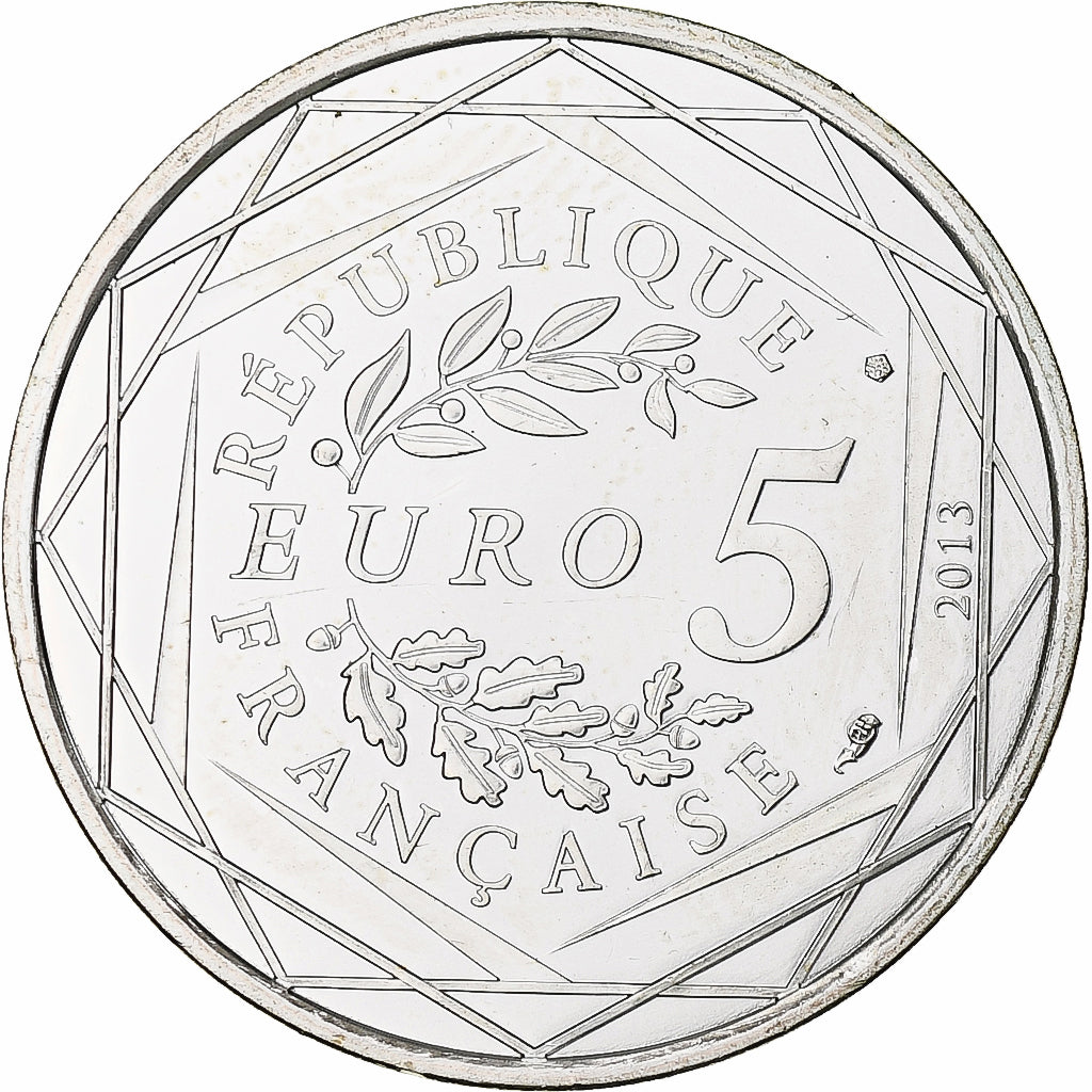 França, 5 Euro, Fraternité, 2013, MS(63), Prata, Gadoury:EU647
