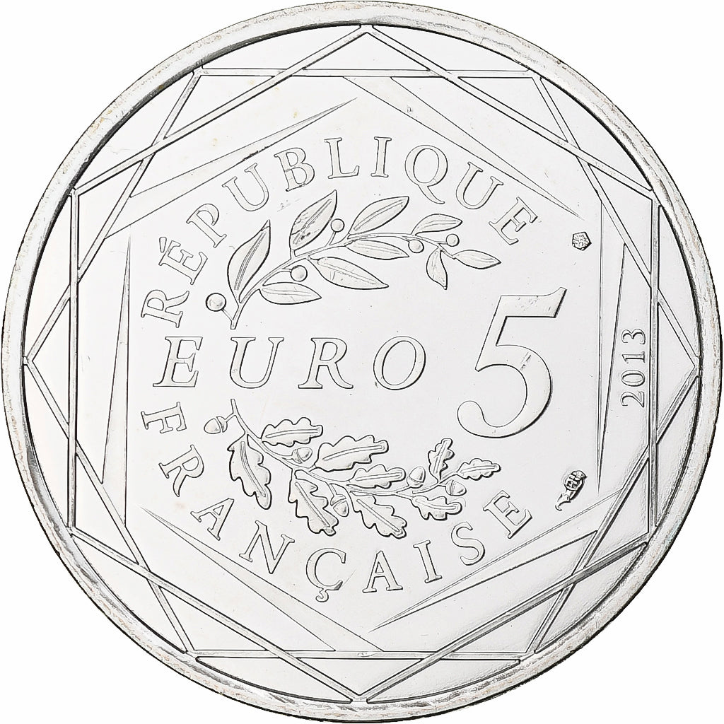 França, 5 Euro, Fraternité, 2013, MS(63), Prata, Gadoury:EU647