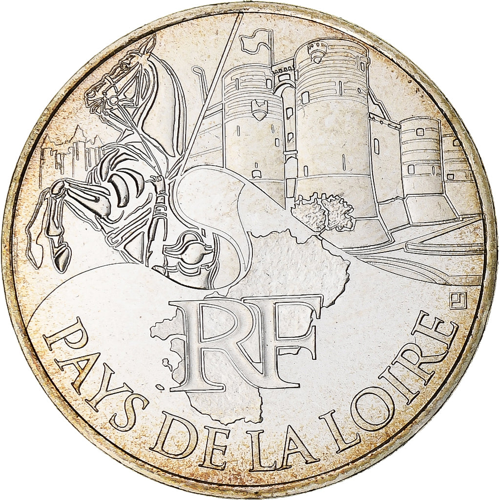 França, 10 Euro, Pays de la Loire, 2011, MS(64), Prata