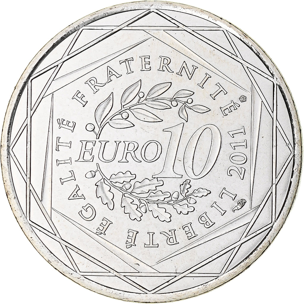França, 10 Euro, Pays de la Loire, 2011, MS(64), Prata